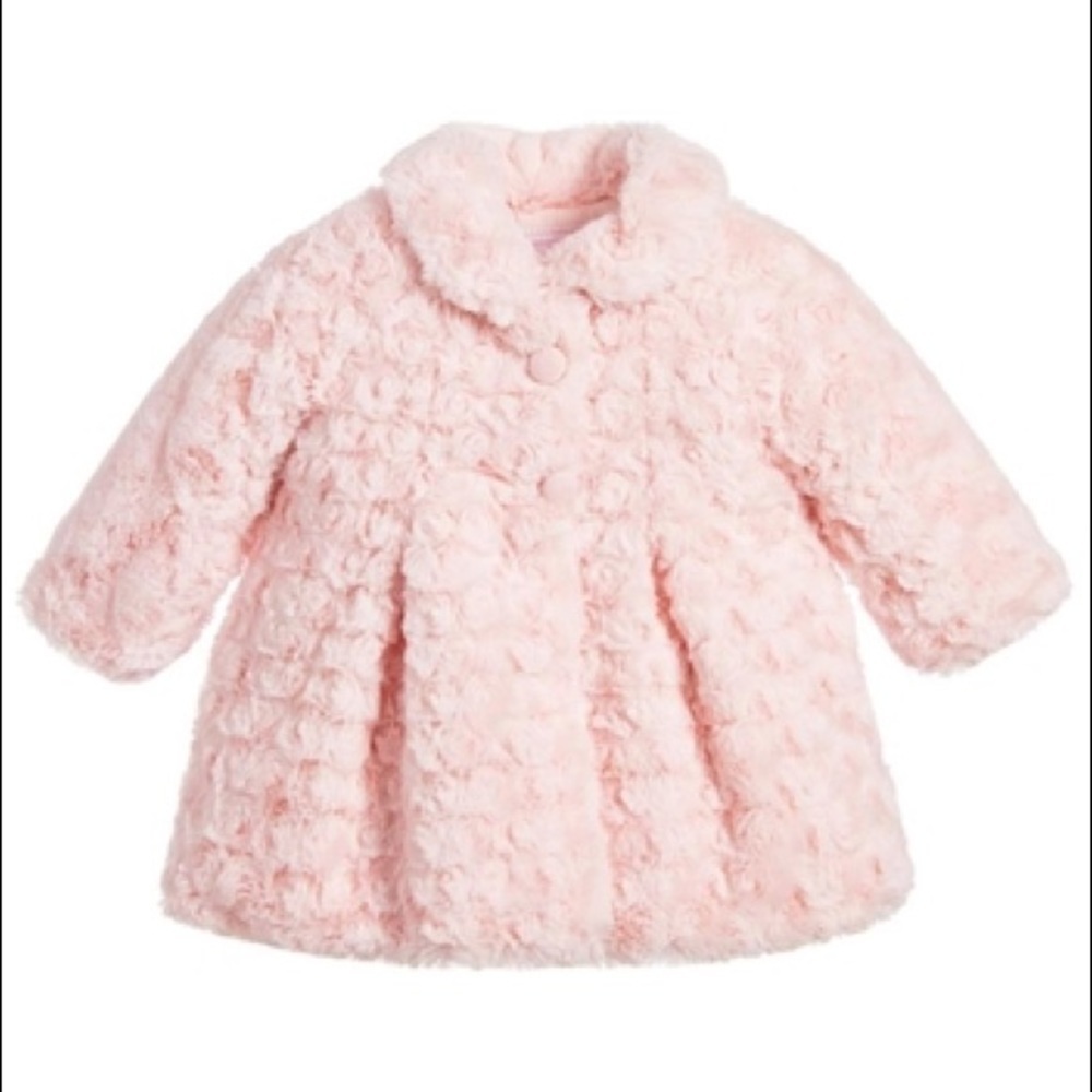Oralmay Rosette Faux Fur Pink Coat 2-4 months - Picture 8 of 8